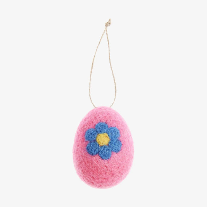 Handgefertigte Hängedekoration / Ostern / Ei mit Blüte / Pink