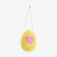Handgefertigte Hängedekoration / Ostern / Ei mit Herz/ Gelb