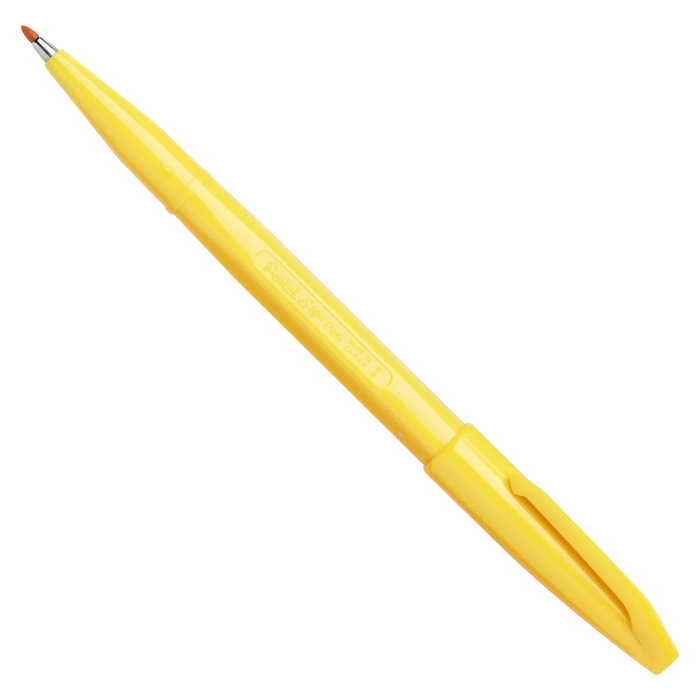 Pentel-Sign-Pen-S520-Y-Faserschreiber-Gelb-Stift-KAppe-Hinten-aufgesteckt