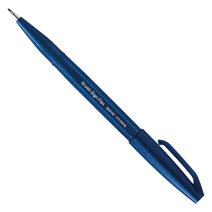 Pentel-Sign-Pen-Brush-SES15C-CAX-Blue-Black-Stift-offen-mit-kappe