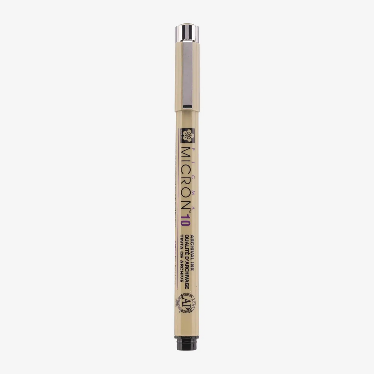 Sakura-Pigma-Micron-10-Fineliner-Schwarz-Stift-mit-Stiftekappe-Produktansicht