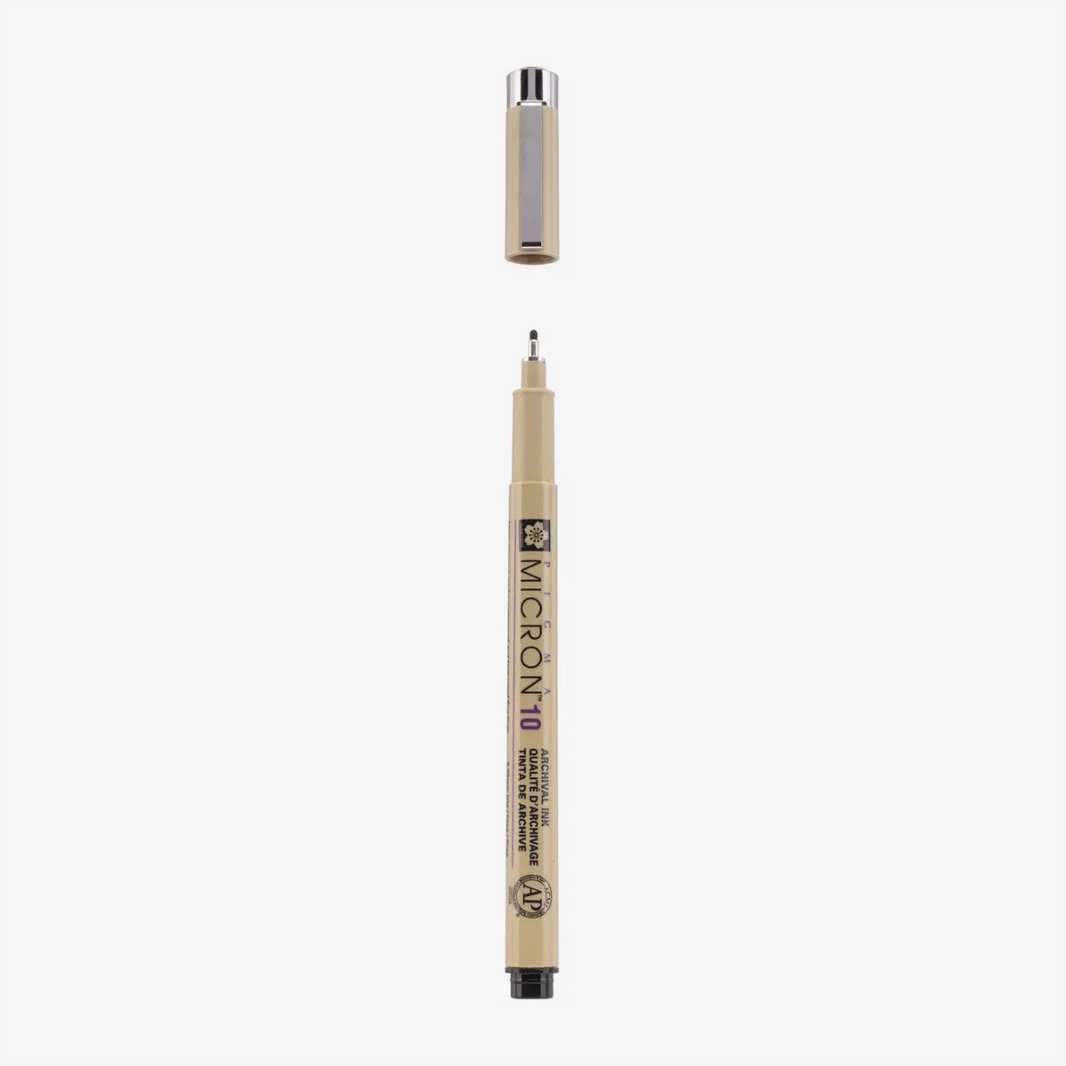 Sakura-Pigma-Micron-10-Fineliner-Schwarz-Stift-offen-Produktansicht