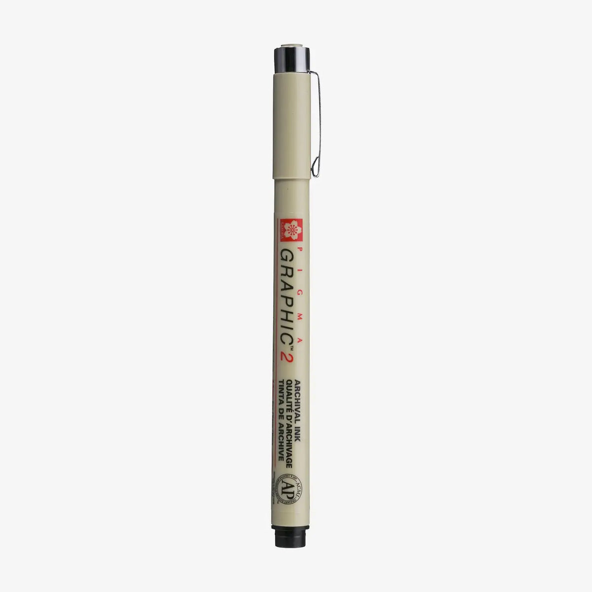 Sakura-Pigma-Micron-2-Fineliner-Schwarz-Stift-mit-Stiftekappe-Produktansicht