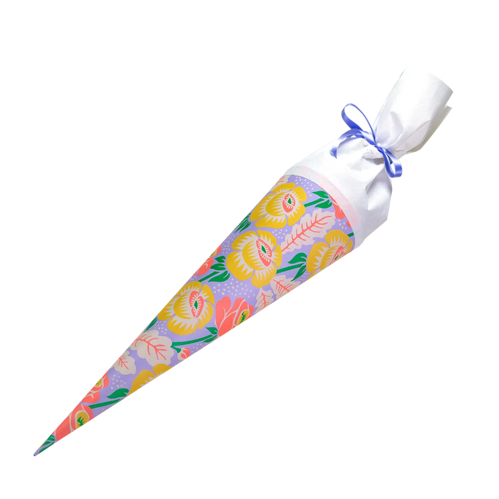 Schultuete-50cm-Blüten-neon-mit-weißer-tülle-und-satinband-1