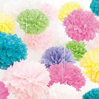 Seidenpapier-Pompons-17gm_3Stueck-gelb-Rico-Design-aufgehängt-Ansicht