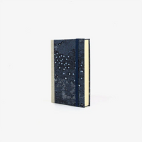 Skizzenbuch | klein (9x14cm) | 244 Seiten | Chiyogami Papier | Wiese Silber/ helblau / Weiß auf dunkelblau