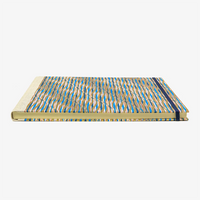Skizzenbuch-A4-quer-cover-Chiyogami-papier-Motiv-blau-gold-rot-gewellte-Streifen-liegend