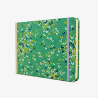Skizzenbuch-A5-Quer-192seite-Cover-Chiyogami-Motiv-Schmeterlinge-auf-gruen-seitlich-vorn