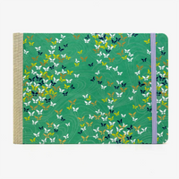 Skizzenbuch-A5-Quer-192seite-Cover-Chiyogami-Motiv-Schmeterlinge-auf-gruen-vorn