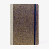 Skizzenbuch-A5-blanko-160-Seiten-Chiyogami-Papier-Motiv-Gaze-Gold-auf-blau-von-vorn