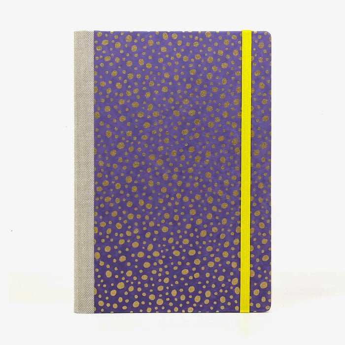 Skizzenbuch | A5 | blanko | 160Seiten | Cover: Chiyogami Papier | Motiv: Golden Dots on Purple