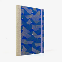 Blaupause | Skizzenbuch | A5 | leer | 80 Seiten | Folien-Goldschnitt | Chiyogami-Papier | Saitenspiel blau