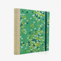 Skizzenbuch-Format-15x15cm-blanko-224seiten-cover-Chiyogami-Motiv-Schmeterlinge-auf-gruen-seitlich-hinten