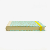 Skizzenbuch-Format-15x15cm-blanko-224seiten-cover-Chiyogami-Motiv-golden-polka-dots-tuerkis-liegend