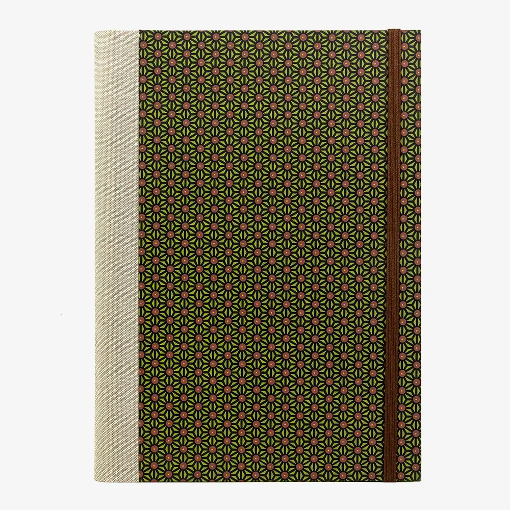 Skizzenbuch-leer-17x24cm-192seiten-cover-mit-Chiyogami-Papier-Motiv-Ashanoamuster-gruen-braun