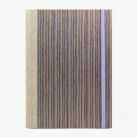 Notizbuch - 17x24 -liniert - 160 Seiten -Chiyogami- Papier- Design:- Streifen -Purple - Gold -Flieder-cover-von-vorn