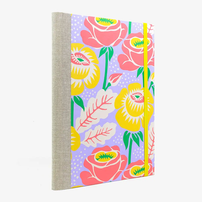 Skizzenbuch-leer-17x24cm-192seiten-cover-mit-Offset-Papier-Motiv-Blumen-neonfarben-seitlich-von-hinten