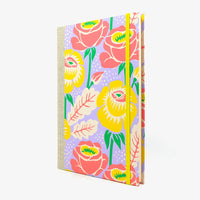 Skizzenbuch-leer-17x24cm-192seiten-cover-mit-Offset-Papier-Motiv-Blumen-neonfarben-seitlich-von-vorn