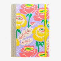 Skizzenbuch-leer-17x24cm-192seiten-cover-mit-Offset-Papier-Motiv-Blumen-neonfarben