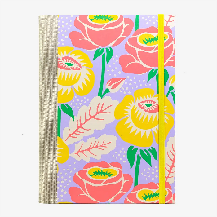 Skizzenbuch-leer-17x24cm-192seiten-cover-mit-Offset-Papier-Motiv-Blumen-neonfarben