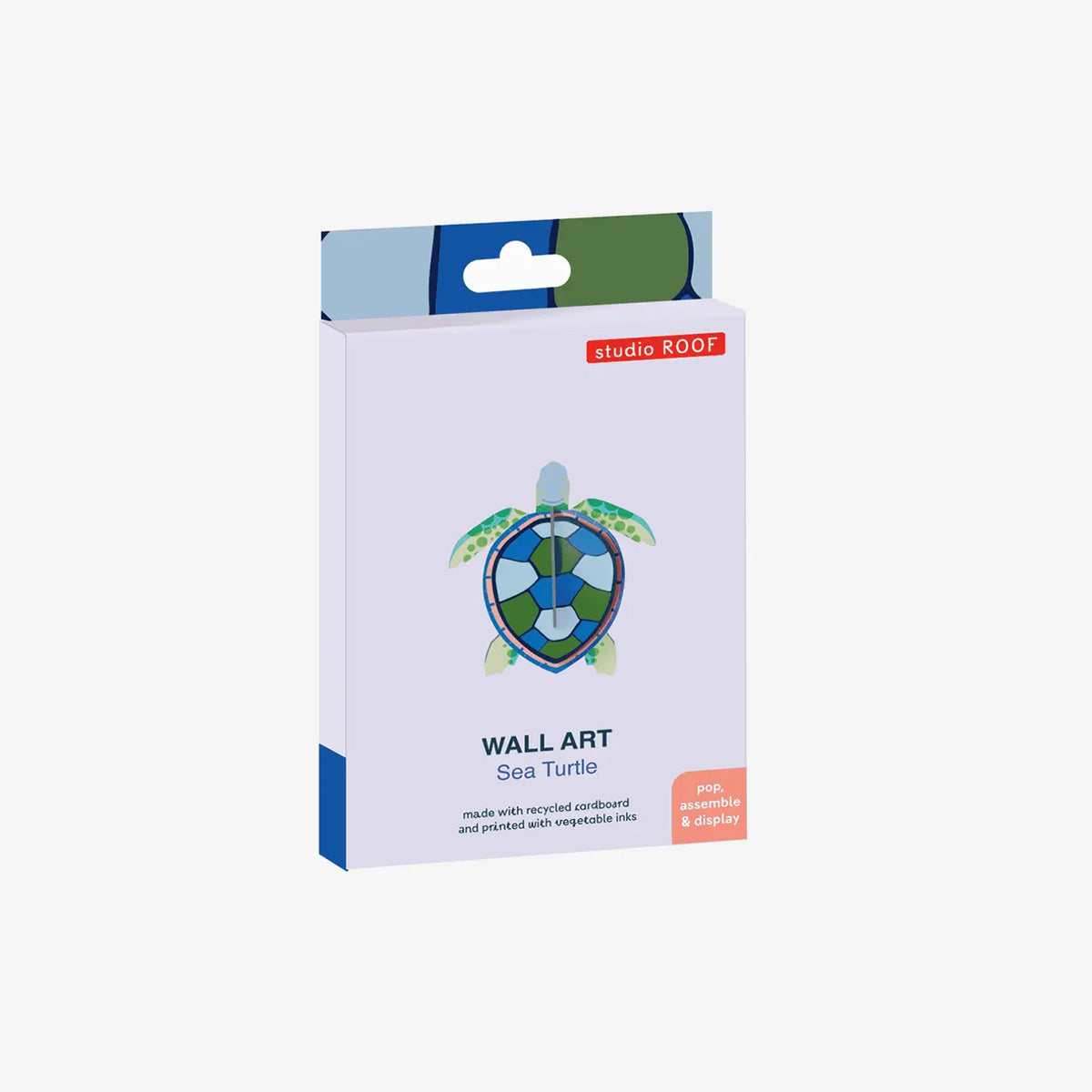 Studio-Roof-3d-Sea-Turtle-Karton-Meeres-Tier-Wanddeko-aufgebaut-Verpackung-seitlich-vorn
