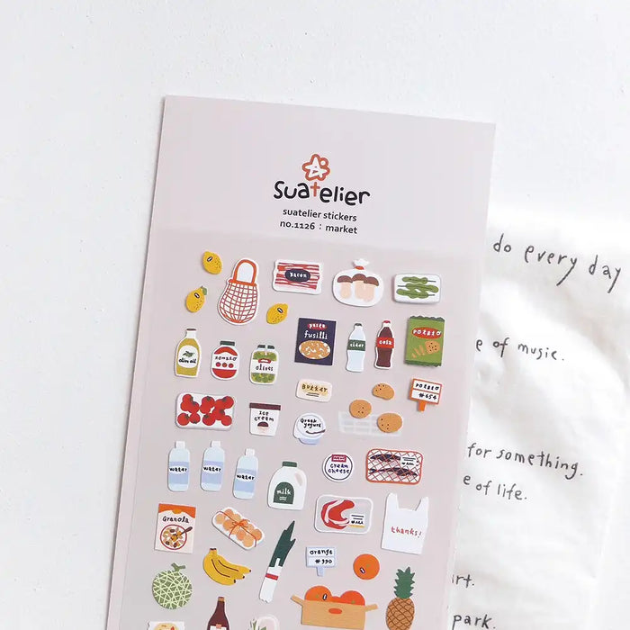 Suatelier | Sticker no-1126 | Markt | 10x19cm | 1Bogen