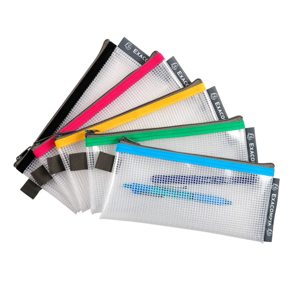 Polybeutel / transparent mit Mesh / verschiedene Farben / 8 x 18 cm