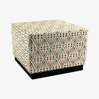 Stülpschachtel / Box Linien und Diamant / Unterteil unifarben / 02 natur-ebenholz/ lackrot