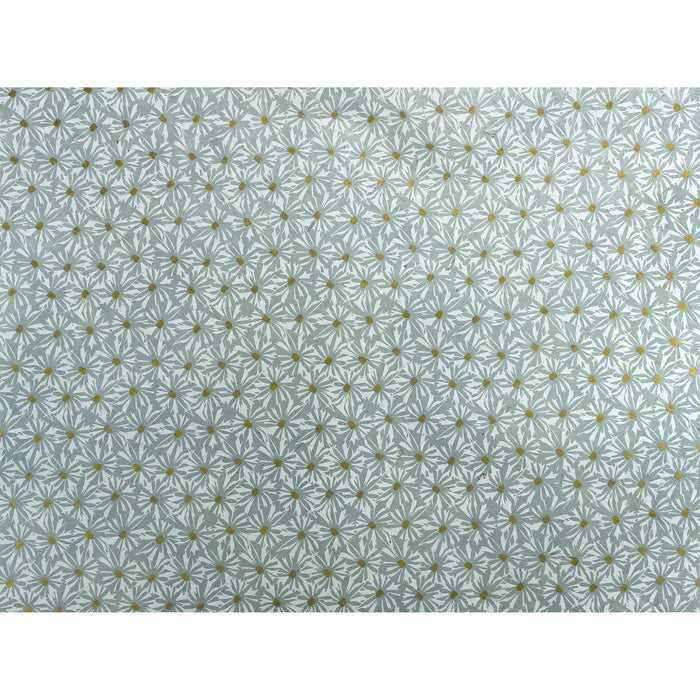 Tudibillo-Lokta-Papier-Bogen-Gaensebluemchen-mildes-blau-weiss-gold-Produktansicht-ganzer-Bogen