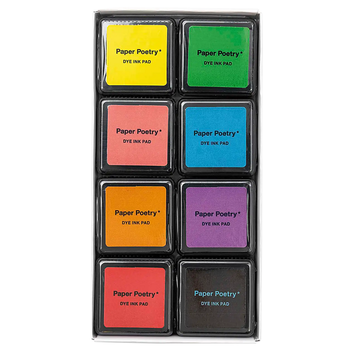 Paper Poetry | Tusche-Stempelkissen | Set 8 Farben | Essentials Mix
