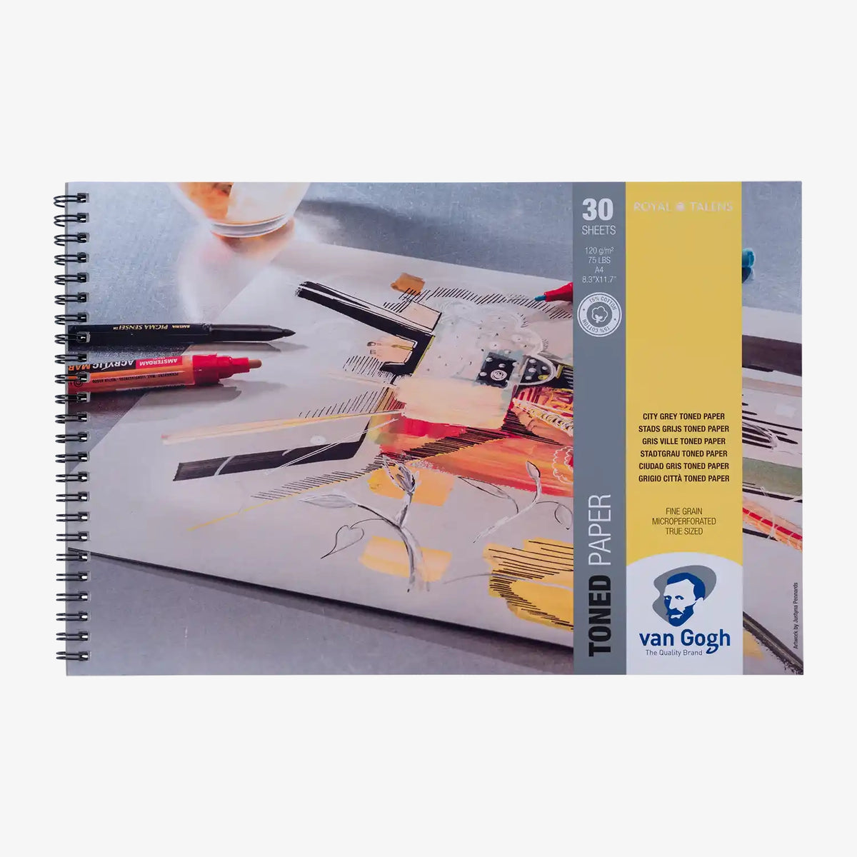 Van-Gogh-Toned-grau-drawing-120grm-30-Blatt-FSC-MIX_Block-Spiralgebunden-cover-Front