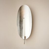 Kerzenhalter-Wall-light-oval-silver-bungalow-beiger-Hintergrund
