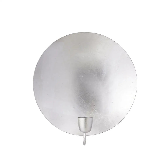 Kerzenhalter-Wall-light-round-Silver-bungalow-weißer--Hintergrund