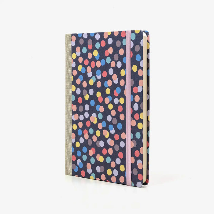 Wochenplaner | Format:12x16,5cm | 2027 | Cover: Offset Papier | Motiv: Polkadots bunt auf anthrazit/schwarz