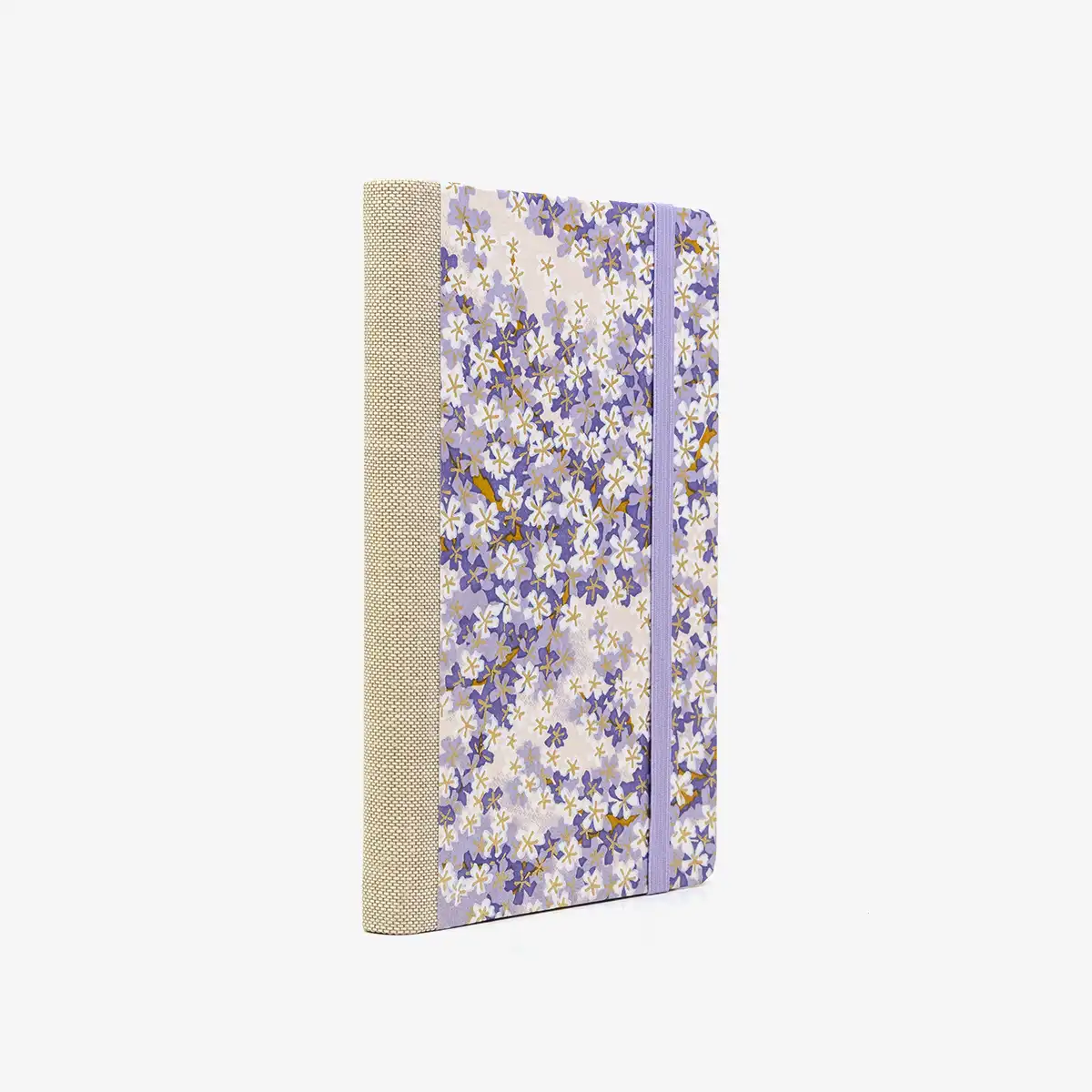 Wochenplaner-A6-design-Chiyogami-Papier-Motiv-Bluettenmeer-flieder-seitlich-von-hinten