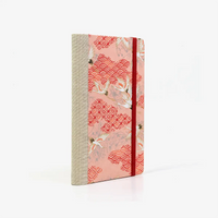 Wochenplaner-A6-design-Chiyogami-Papier-Motiv-Kraniche-auf-pink-seitlich-von-hinten