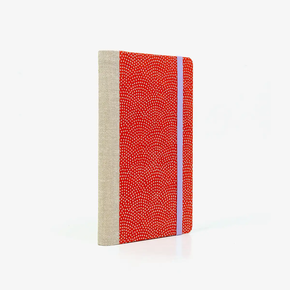 Wochenplaner-A6-design-Chiyogami-Papier-Same-komon-rot-silber-seitlich-von-hinten