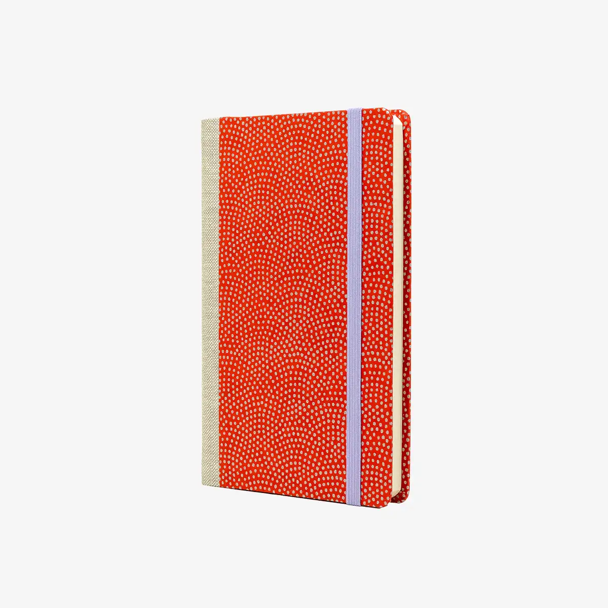 Wochenplaner-A6-design-Chiyogami-Papier-Same-komon-rot-silber-seitlich-von-vorn
