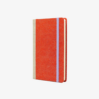 Wochenplaner-A6-design-Chiyogami-Papier-Same-komon-rot-silber-seitlich-von-vorn