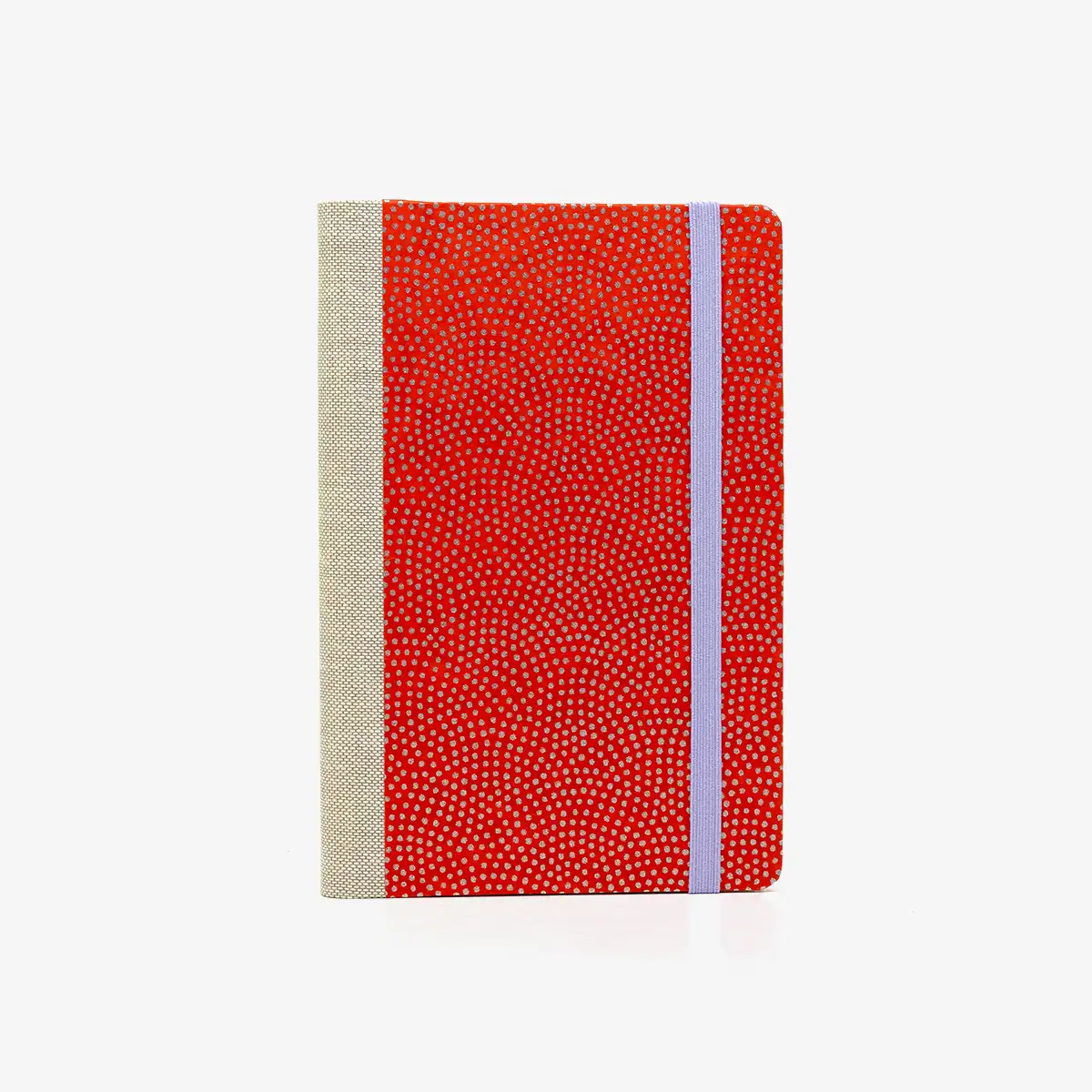 Wochenplaner-A6-design-Chiyogami-Papier-Same-komon-rot-silber-von-vorn