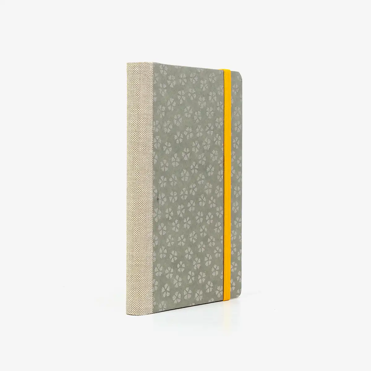 Wochenplaner-A6-design-Chiyogami-Papier-silberne-Blumen-seitlich-von-hinten