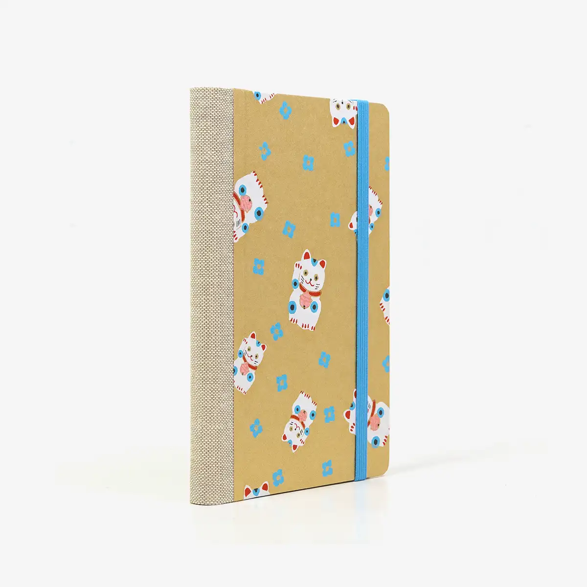 Wochenplaner-A6-design-Chiyogami-Papier-winkekatze-gold-seitlich-von-hinten