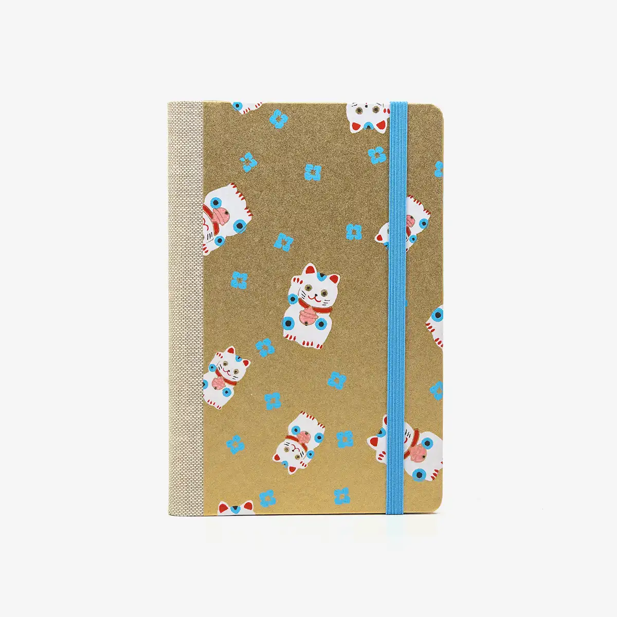 Wochenplaner-A6-design-Chiyogami-Papier-winkekatze-gold-von-vorn