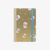 Wochenplaner-A6-design-Chiyogami-Papier-winkekatze-gold-von-vorn