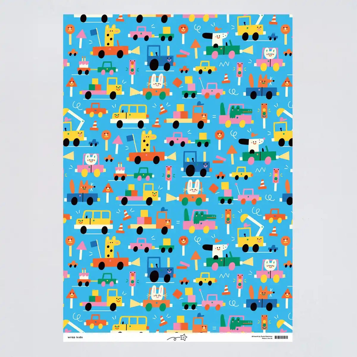 Wrap-Geschenkpapier-49x70cm-Auto-Beep -Beep-Produktnsicht-ganzer-Bogen