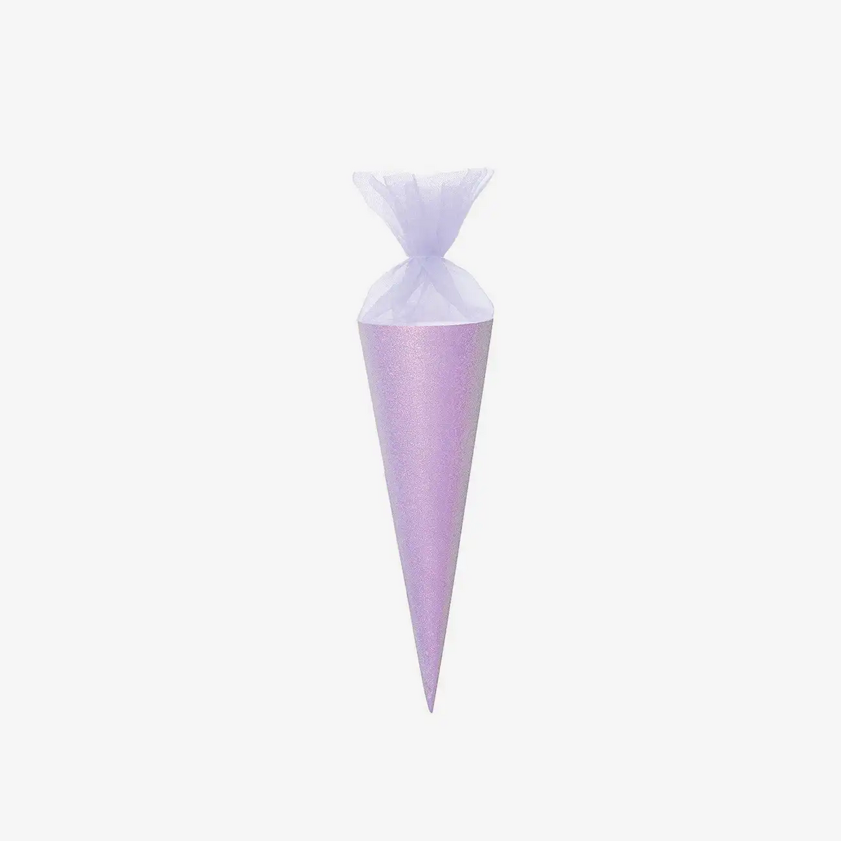 Zuckertuete-Rohling-mit-Tuellverschluss-und-Glitter-35cm-Glitter-Violett-Produktansicht