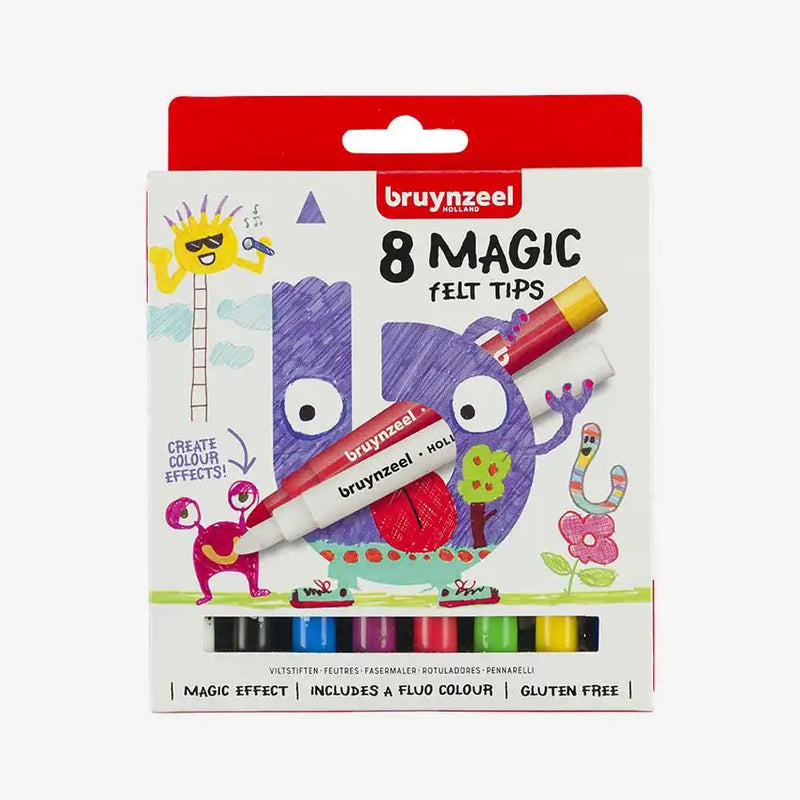 Bruynzeel | Magic Marker | Fasermaler Set mit 8 Magic-Markern für Kinder