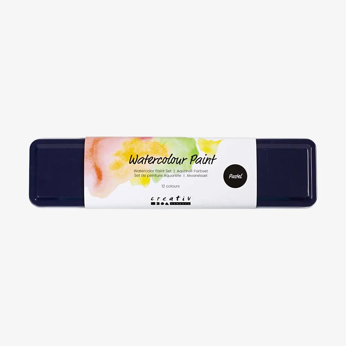 Creativ-Company-Aquarell-Set-hochpigmentiert-Metallbox-mit-Pinsel-_-Mischpalette-12Farben-Produktansicht-in-Verpackung-von-oben