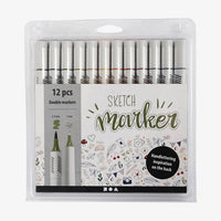 creativ-Company-Sketch-Marker-12Stueck-2Spitzen-dezente-FArben-1mm-und-2-5mm-Filzstifte-Stift-und-Verpackung-2