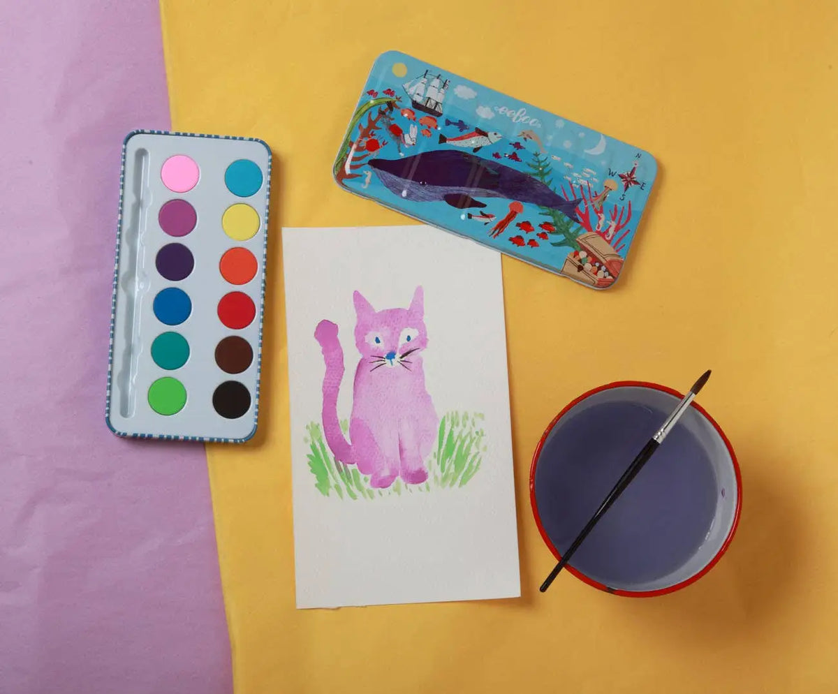 eeboo-Aquarellkasten-12-farben-Produktansicht-im Beispiel